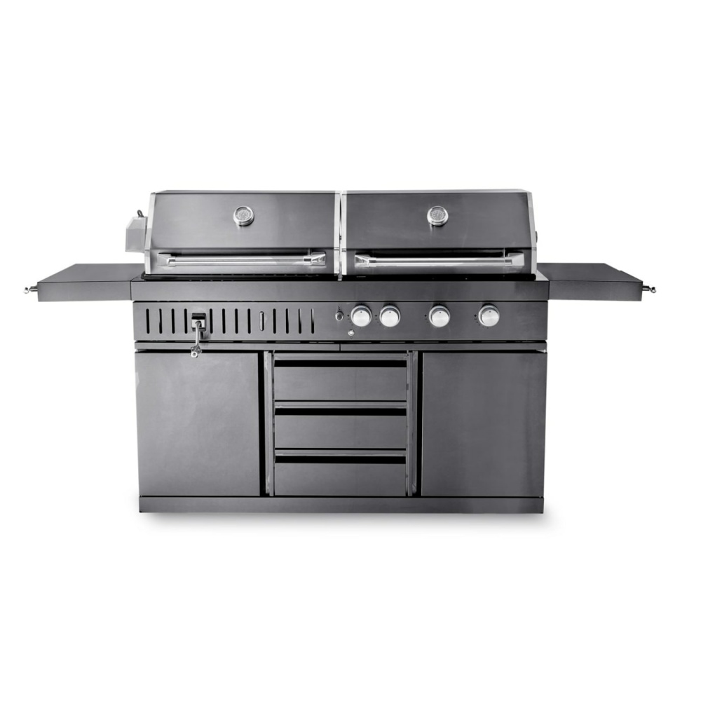 black collection free standing gas and charcoal grill