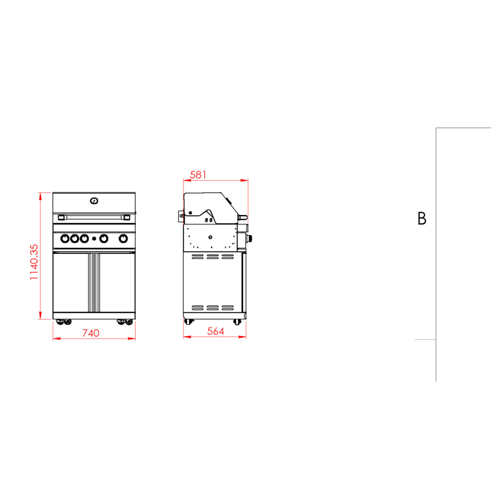 black collection free standing gas grill with 4 efficient burners and infrare 2 1