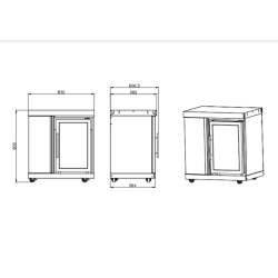 black collection module with refrigerator and storage cabinet