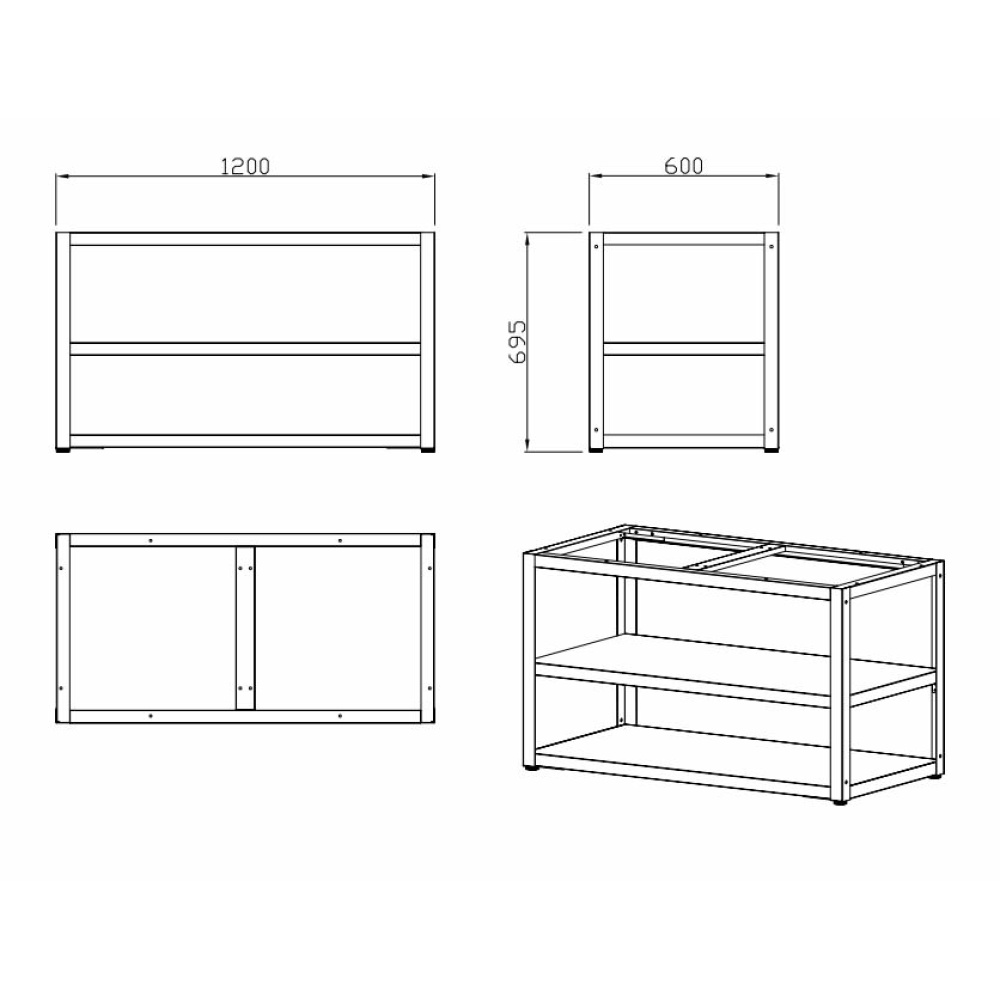 nordic line base module 120 cm 2 modules black 2