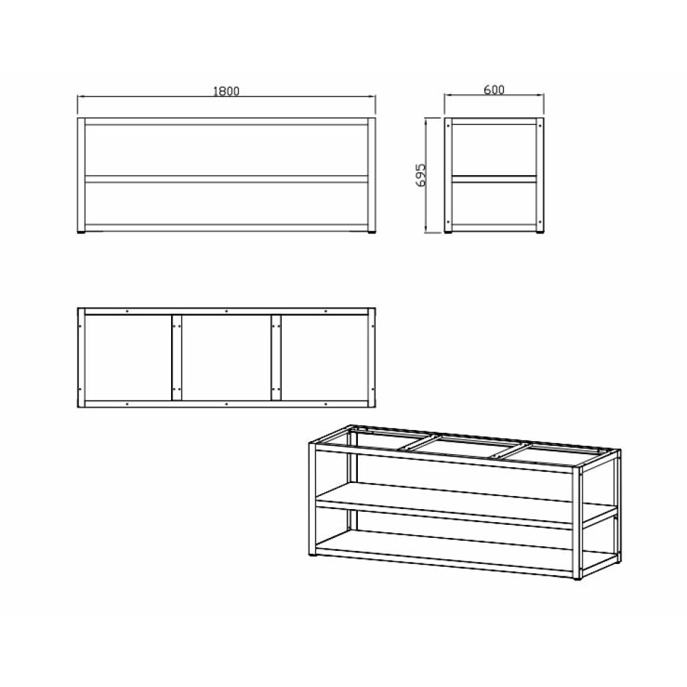 nordic line base module 180 cm 3 modules black 3