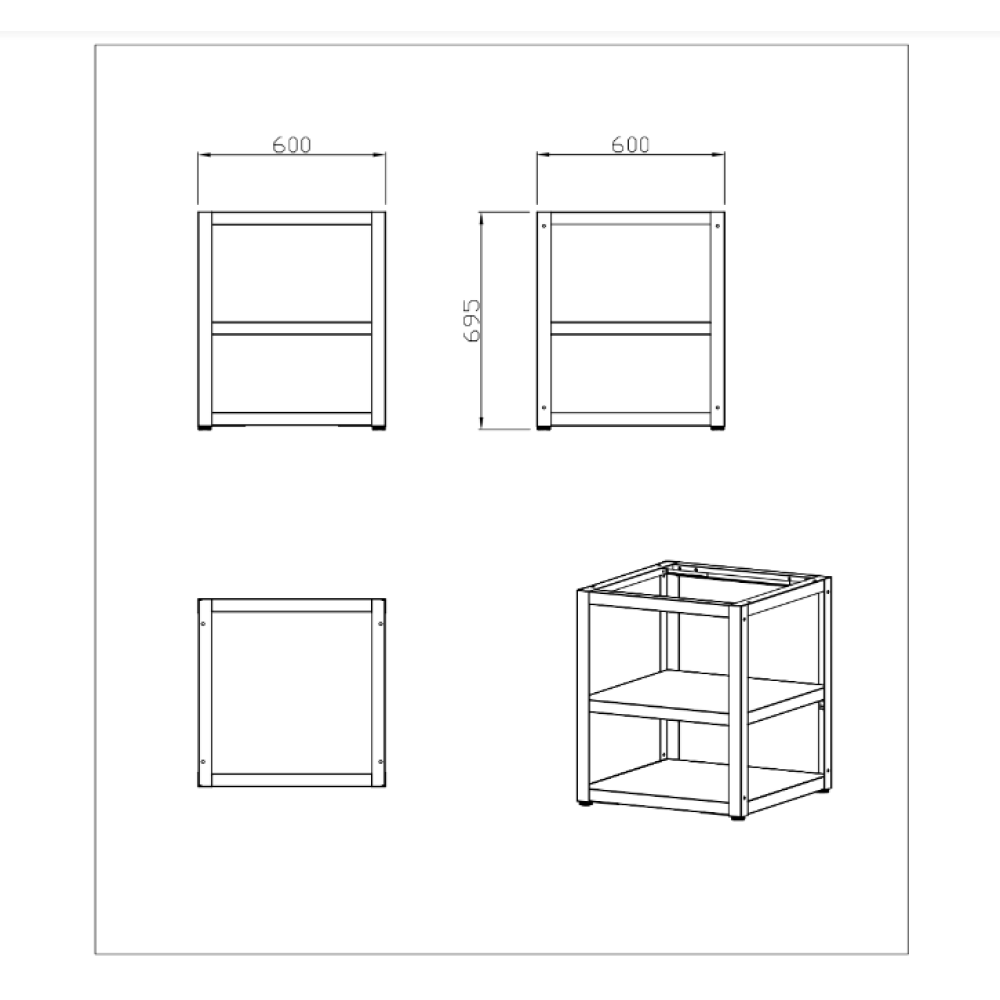 nordic line base module 60 cm 1 module black