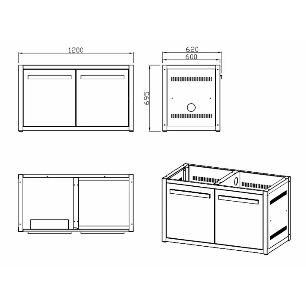 nordic line base module with door 120 cm 2 modules black 5