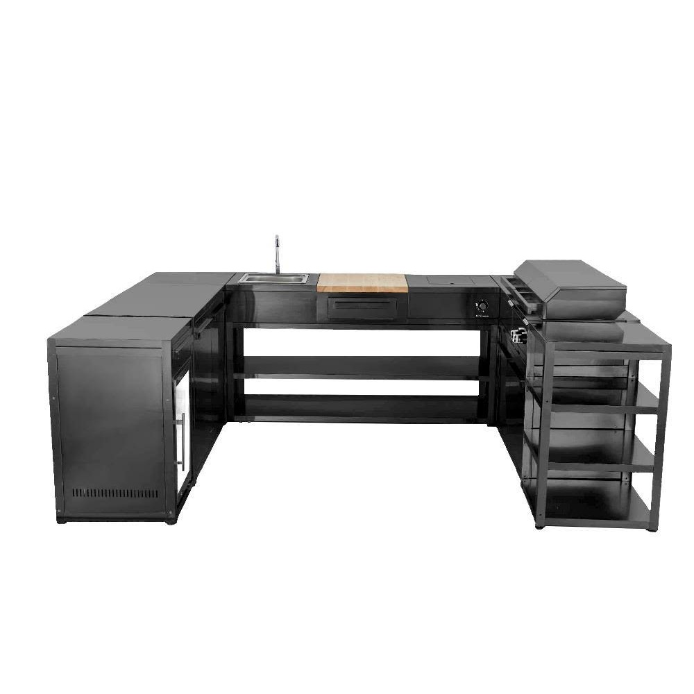 nordic line corner module with counter top black 3