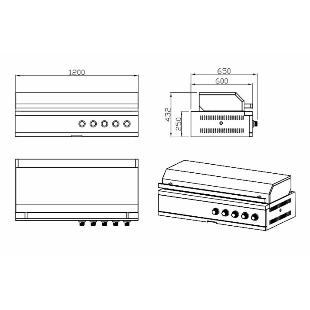 nordic line integrated gas grill 5 burners black 8