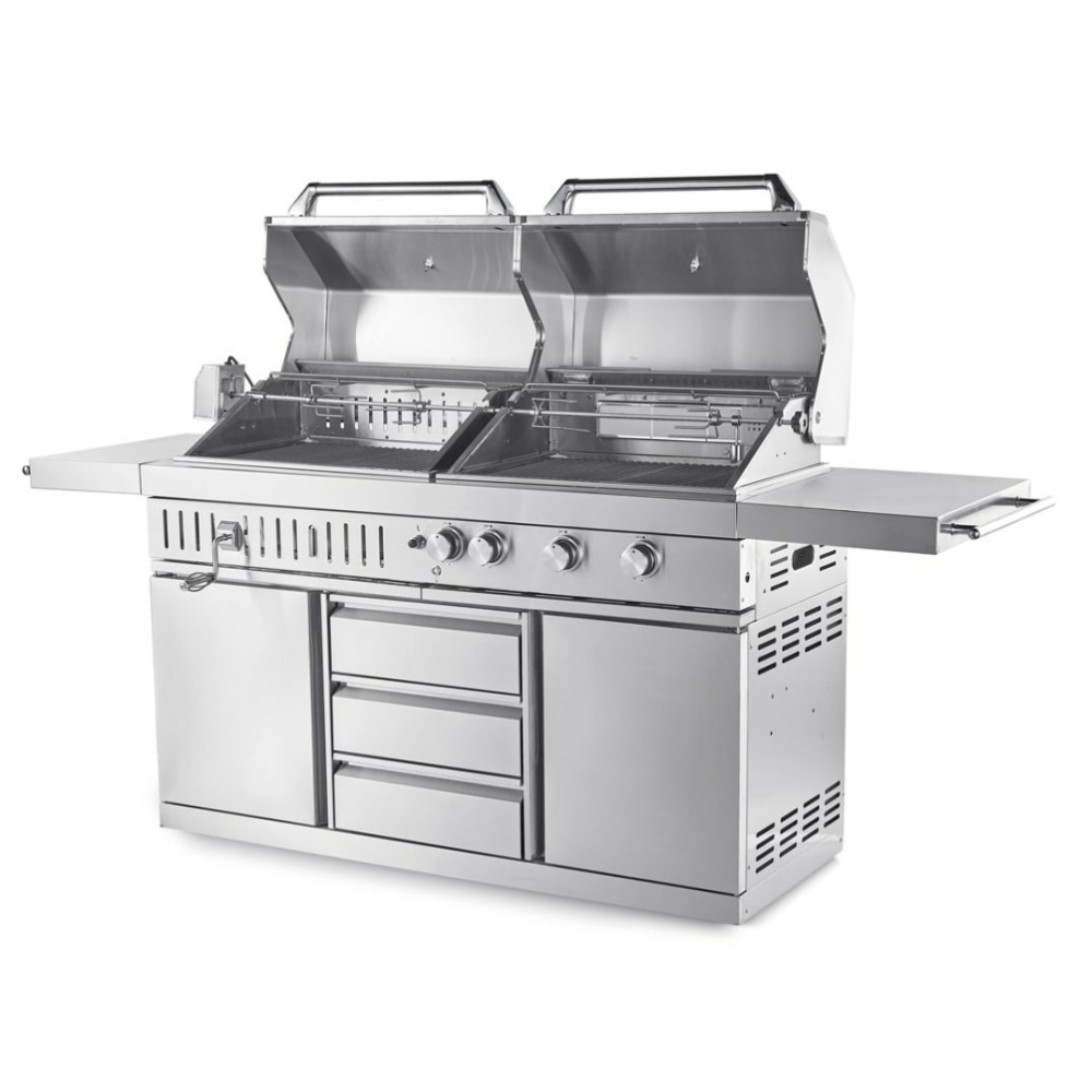 stainless collection free standing gas and charcoal grill 1