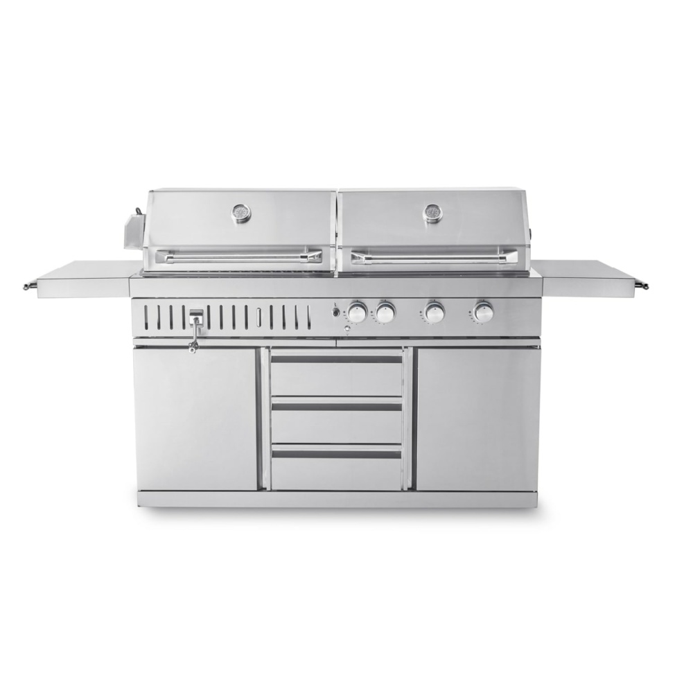 stainless collection free standing gas and charcoal grill