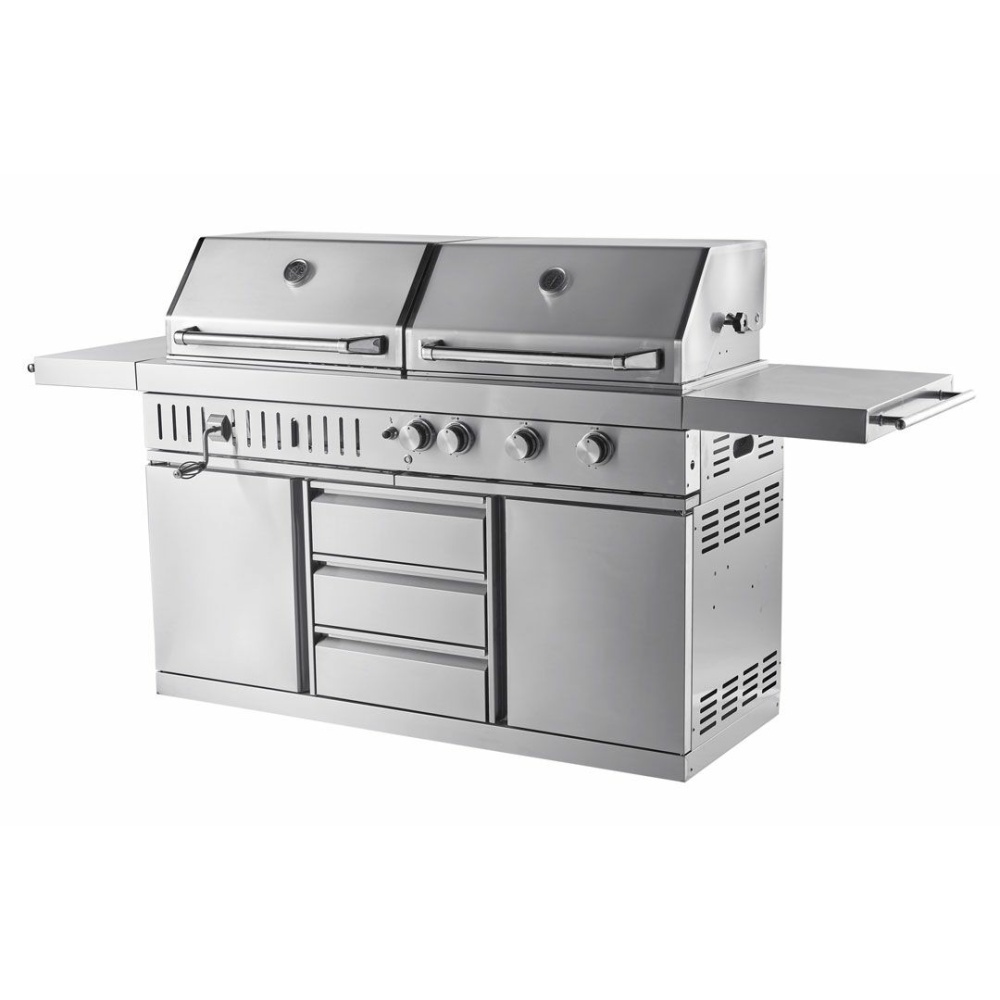 stainless collection free standing gas and charcoal grill 2