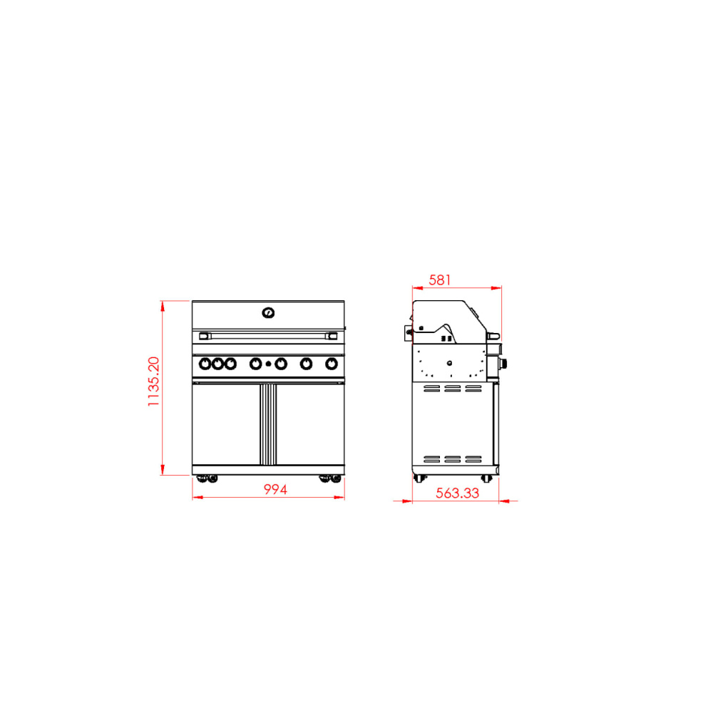 stainless collection free standing gas grill with 6 burners and infrared system 10