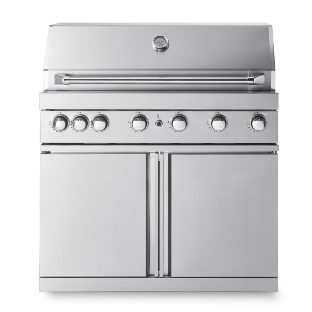 stainless collection free standing gas grill with 6 burners and infrared system