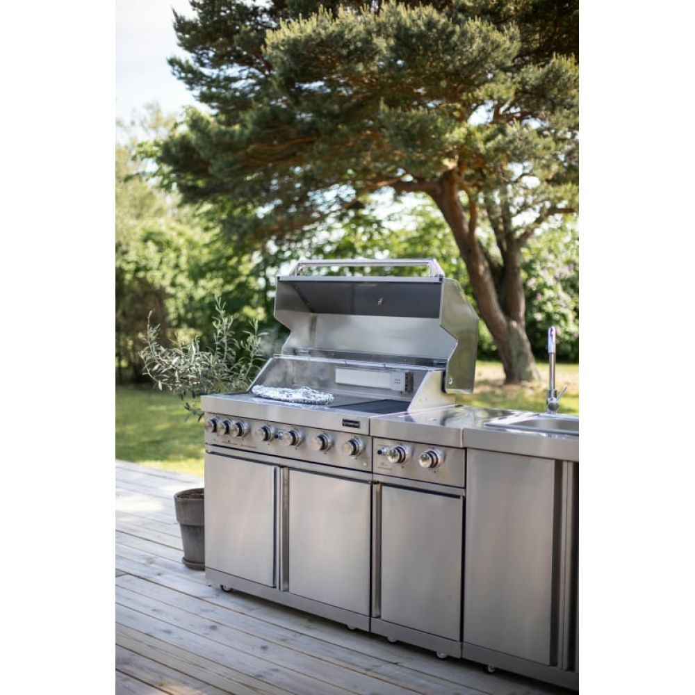 stainless collection free standing gas grill with 6 burners and infrared system 7