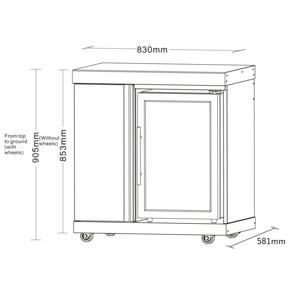 stainless collection module with refrigerator and storage cabinet 10