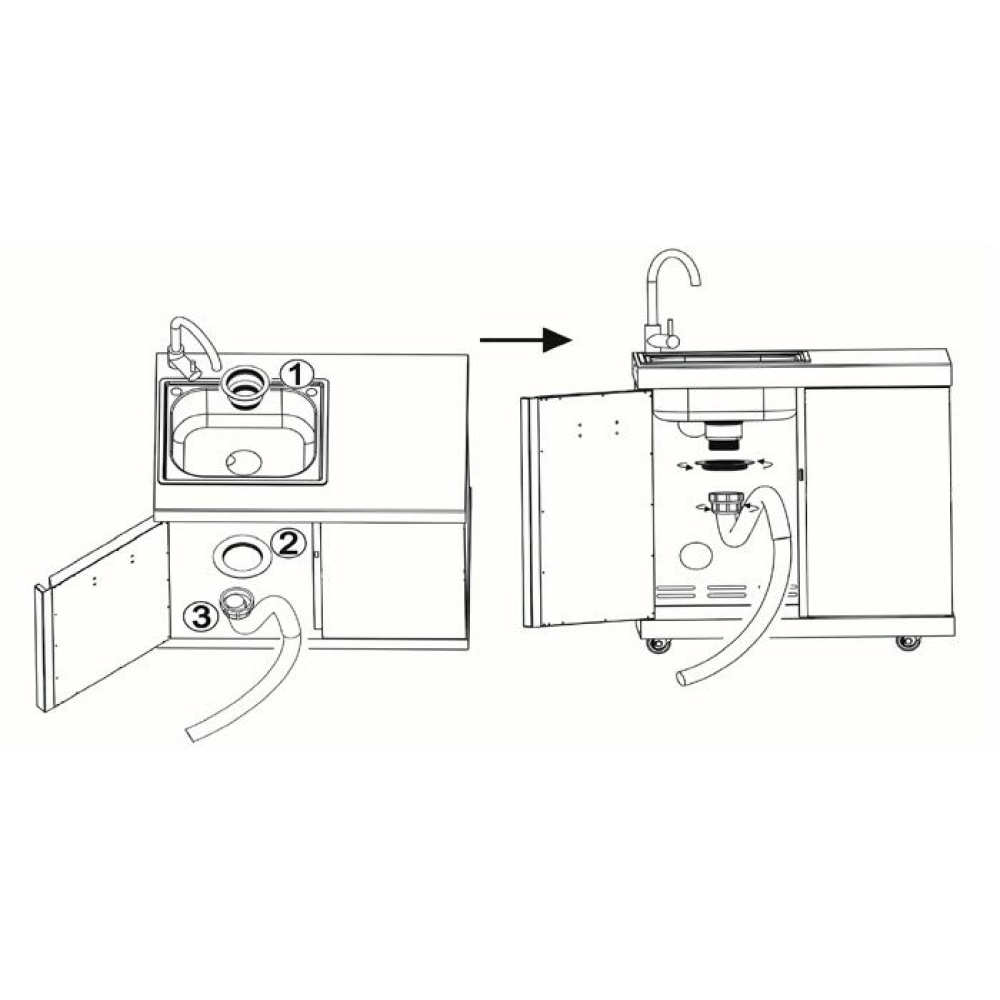 stainless collection module with sink and storage cabinet 11